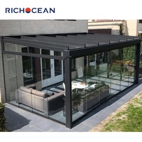 Casa solar de aluminio para exteriores, jardines de invierno de 4 Estaciones, para invernadero de vidrio transparente, techo plano montado en la pared