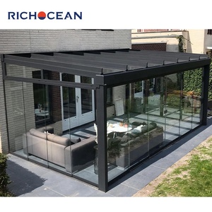 Jardins d'hiver 4 saisons Maison <span class=keywords><strong>de</strong></span> soleil extérieure en aluminium pour véranda en verre transparent Toit plat pour véranda <span class=keywords><strong>murale</strong></span> - Product Image 4