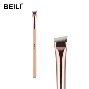 BEILI Most Popular Pink Super Ultra Fine Thin Eyebrow Eyeliner Makeup Brush Custom Angled Eye Brow Tinting Brush Private Label