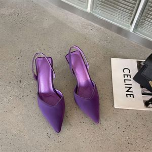 New Sexy Slingback Summer Women's <b>Slip</b>-On <b>Shoes</b> Height Increasing Female Footwear with Thin Heels Ladies' Sandals for Autumn - Product Image 1