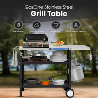 JH-Mech Outdoor-Grillwagen mit Haken, hohe Kompatibilität, vielseitiger, mobiler Pizzaofentisch, mobiler Grillwagen