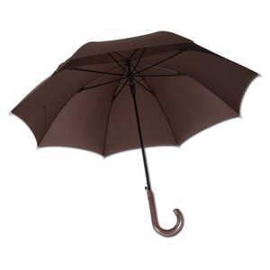 High Quality 23 Inch 8 Ribs Coloured Automatic Straight Parasol Marche <b>J</b> <b>Hook</b> Curved Handle Straight Bone Umbrella - Product Image 1