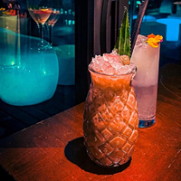 Verres à pied hauts en plastique en forme de tulipe pour cocktails tropicaux Pina Colada, idéaux pour les boissons et jus de bar