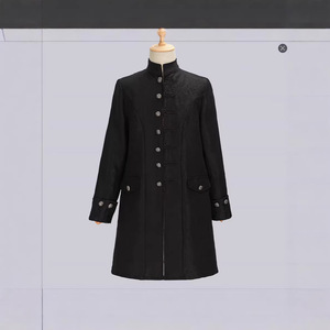 Men's Halloween Steampunk Coat Retro Stand Up Collar Jacket Long Sleeve Trench <b>Uniform</b> Cosplay <b>Costume</b> Black - Product Image 1