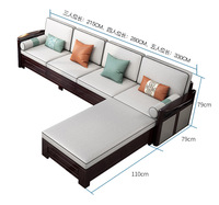 Neues Chinesisches Massivholz-Sofa-Set Multifunktionales Aufbewahrungssofa Minimalistisches Modernes Luxus-Sofa 123er-Set