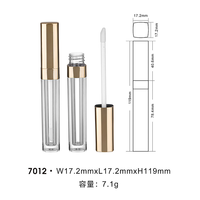 Nouveau design, tube carré transparent pour brillant à lèvres, emballage vide, tube de gloss 6g, petite série, logo personnalisé