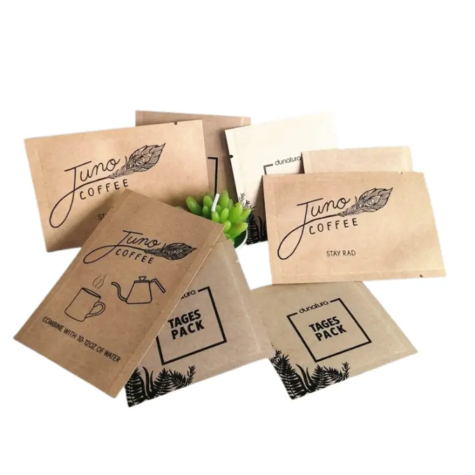 Compostable Bag Eco-friendly Compost Pla 100% Biodegradable Disposable Ziplock Kraft Paper Tea Coffee Packaging Pouch Bags