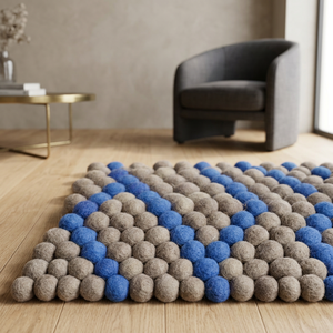 Wholesale Factory Price 100% Wool Mini Felt Balls Rug Handmade Original Wool Mats PET Friendly Washable Square for Room Decor - Product Image 2