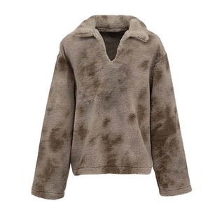 Finch Garment Ropa de calle personalizada Fleece Blank Pullover Poliéster Sudadera Baggy Lana gruesa Fuzzy Sherpa Chaqueta recortada de invierno - Product Image 1