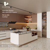 Armoires de cuisine portables modernes personnalisées Aige en panneaux mélaminés, dessin 2D/3D/CAD, OEM ODM pour projets résidentiels