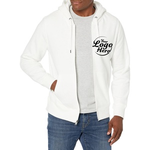 Sweat à capuche blanc en coton coupe classique pour homme, personnalisable ODM, simple et respirant pour les sports de plein air, grandes tailles, automne - Product Image 1
