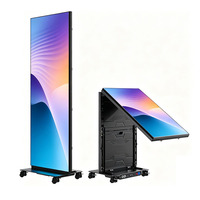 Faltbarer LED-Poster-Bildschirm P2.5 GOB Innen/Außen IP65 3840x2160 Aluminium-Guss Eingebautes CMS Bodenstehend mit Rädern Digital