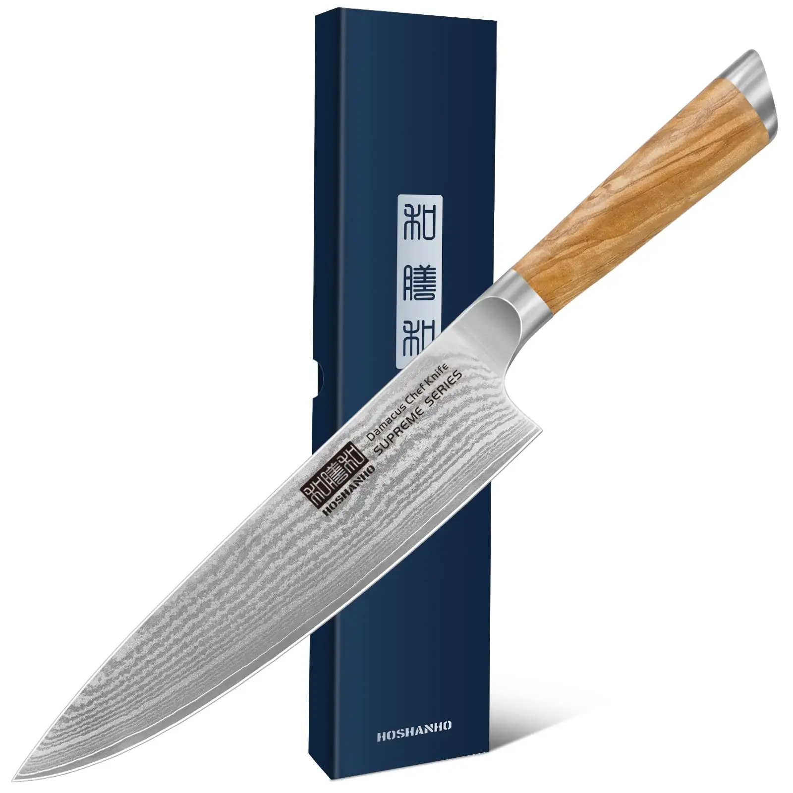 HOSHANHO-Cuchillo de cocina profesional súper Acero, cuchillo japonés ultra afilado con Mango ergonómico de madera de olivo, 67 capas,