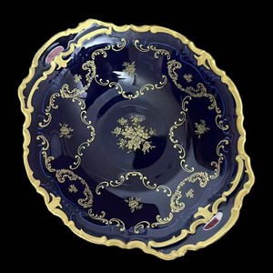 Platos de repostería retro en <span class=keywords><strong>azul</strong></span> <span class=keywords><strong>cobalto</strong></span>, platos de frutas dorados hechos a mano, platos para dulces y <span class=keywords><strong>vajilla</strong></span>. - Product Image 2