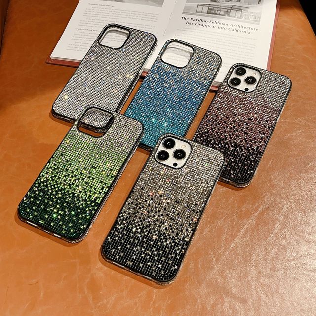 Luxury Gradient Rhinestones Glitter for S24/S23/S22/S21 Ultra Plus TPU Shockproof Frame Phone Cover Protective Diamond Case