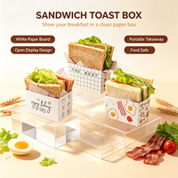 Boîte à sandwich jetable en gros, emballage pour toasts, prix d'usine, étui à petit-déjeuner en carton blanc, personnalisable avec logo, faible MOQ
