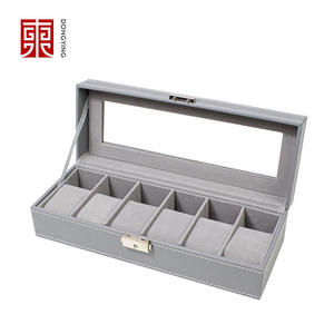 Black Gray Pu Leather 6 Slot Suede Jewelry Wrist Watch Box Organizer Storage Display Case Packaging Watch Gift Box - Product Image 1