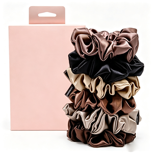 Satin Scrunchies Set Soft Imitation Silk <b>Ties</b> No Crease Women Hair Accessories Wholesale Custom Logo Gift Box - Product Image 1
