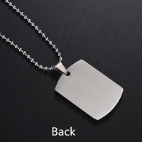 Männer Gravierbare leere Politur Edelstahl Diamond Tag Frauen Glossy Dog Tag Halskette mit Kugel kette