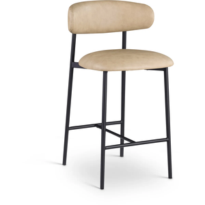 Tabouret <span class=keywords><strong>de</strong></span> bar en cuir <span class=keywords><strong>de</strong></span> hauteur <span class=keywords><strong>de</strong></span> comptoir d'élégance contemporaine avec cadre en métal à base rectangulaire pour îlots <span class=keywords><strong>de</strong></span> cuisine bar à la maison - Product Image 1