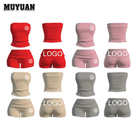 Ensemble de vêtements de détente essentiels en deux pièces avec un haut court uni et des shorts en tissu extensible doux pour la maison et le quotidien, logo personnalisé OEM ODM