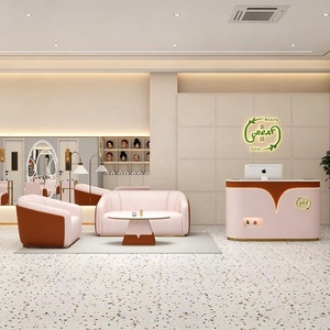 Mostrador de Recepción Curvo Moderno, Mostrador de Caja con Panel de Madera, Recepción para Salón de Belleza, Bar, Empresa u Oficina - Product Image 2