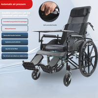 Fauteuil roulant manuel pliable portable avec fonction de toilette pour personnes âgées et handicapées, pour la maison et les voyages