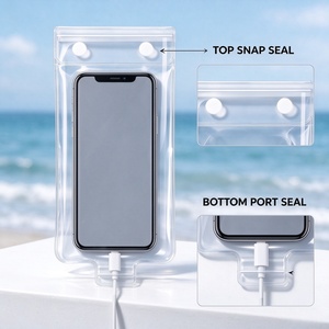 Custodia Impermeabile Trasparente in PVC per Telefono con Chiusura a Zip <span class=keywords><strong>Richiudibile</strong></span>, Ideale per Spiaggia e Attività all'Aperto (anche per Ricarica) - Product Image 2