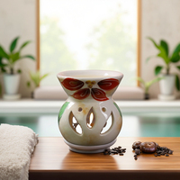 Brûleur d'huile essentielle en céramique Portable fleur rouge Design décoration de la maison cire fondre plus chaud aromathérapie diffuseur encens encens
