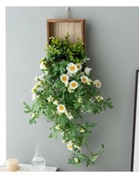 Décoration murale en guirlande artificielle de marguerites et d'eucalyptus