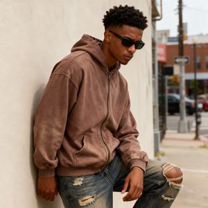 TKAN367D personnalisé hiver luxe mode hommes grande taille lâche coton lourd garder au chaud Vintage lavé à capuche en détresse - Product Image 1