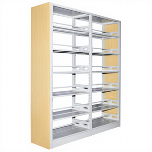 Meubles de bibliothèque scolaire en bois et métal, étagère à livres réglable à 4 niveaux double face avec support latéral - Product Image 6