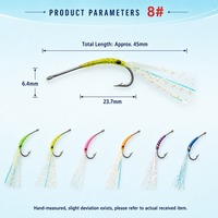 8 #   Mouches de pêche à la mouche pour nymphes de crevettes, hameçons à ardillon en carbone haute résistance avec effet UV, 6 couleurs, pour la pêche en eau douce (truites, barres, brochés)