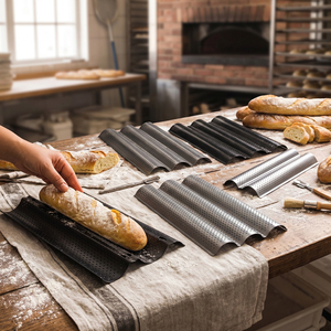 Poêle à baguette antiadhésive pour la cuisson du pain français et 2 pains Baguettes Plateau de boulangerie pour pain brun doré croustillant - Product Image 3