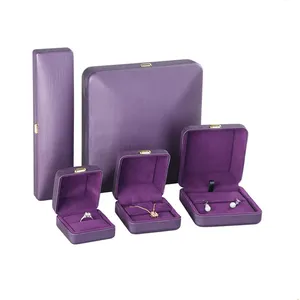 Custom Purple Series Jewelry Box Set Metal Buckle PU Leather Ring Bracelet Necklace Jewelry Packing Box