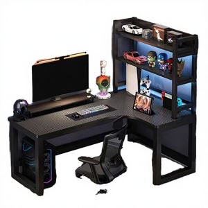 <span class=keywords><strong>Mesa</strong></span> de Juego Multifuncional en Forma de L Equipada con Organizadores para Salas de Juego y Oficinas en Casa, Color Negro - Product Image 2