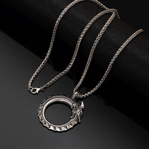 Adjustable Ancient Skull <b>Compass</b> Needle Charm Pendant Necklace Stainless Steel <b>Chain</b> for Men-Hip Hop Style Punk Jewelry - Product Image 2