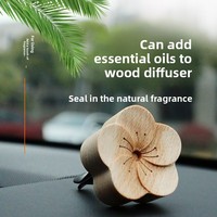 Diffuseur de voiture en bois naturel à clipser sur grille d'aération, forme fleur, pour huiles essentielles, désodorisant d'air, aromathérapie, intérieur de véhicule, logo personnalisé