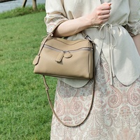 Sac fourre-tout de luxe en cuir véritable avec fermeture éclair, tendance transfrontalière, couleur unie, motif grainé, en polyester, pour femme