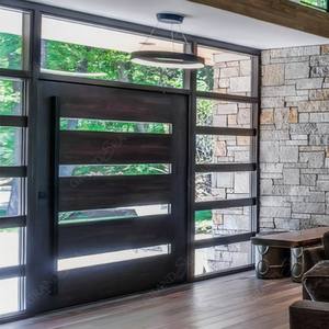 Portes Stylées <span class=keywords><strong>De</strong></span> Maison modernos 48X96 pulgadas Puerta pivotante <span class=keywords><strong>de</strong></span> madera negra moderna con diseños <span class=keywords><strong>de</strong></span> vidrio para puerta <span class=keywords><strong>de</strong></span> entrada residencial - Product Image 5