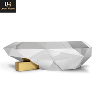 Table Boca au design unique Mobilier de maison de luxe Table centrale contemporaine en diamant argenté Table basse avec modules en acier inoxydable