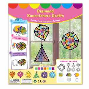 Kit de loisirs créatifs DIY en papier pour fenêtre, attrape-soleil à suspendre, motif bijou et diamant, pour activités scolaires, maison, fêtes d'enfants et cadeaux - Product Image 2