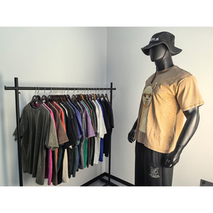 Luxury 100% Cotton Acid Wash Oversized Taped Neck Crew Neck Men's <b>Tshirt</b> Custom DTG Print for Travel Wear - Product Image 2