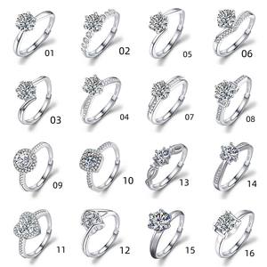 Bague de mariage et de fiançailles en diamant Moissanite plaqué argent pour femme, anneau de luxe en Zircon réglable S925, bon marché, 40 modèles - Product Image 2