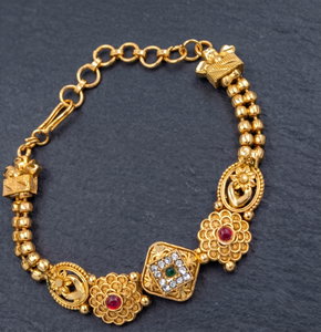 DIVYORO Traditional Floral Gold <b>Bracelet</b> Featuring <b>Ruby</b> Emerald Gemstone Design Premium Copper Brass Fashion Jewelry for Women - Product Image 1