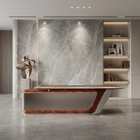 Bureau de direction de luxe avec hub d'alimentation, LED 3 couleurs, placage en bois de palissandre glacé, MDF E1, table de direction