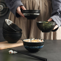Assiette créative en céramique japonaise en gros Soupe à dessert durable et petit bol de riz Vaisselle de présentation de style coréen