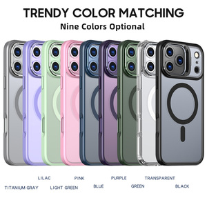 Bán buôn rõ ràng PC Matte <span class=keywords><strong>TPU</strong></span> lai bìa cho <span class=keywords><strong>Iphone</strong></span> 17 không khí 17 Pro Max oxy hóa nhôm máy ảnh đứng từ trường hợp điện thoại - Product Image 5