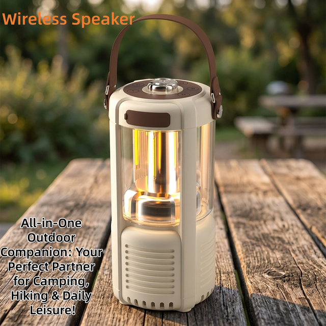 Portable Outdoor Party Speaker with LED Lights Memory Card Support BT 5.3 IPX4 Waterproof 8W QD21