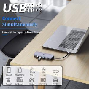 ICZI 11 en 1 Tipo C Hub 1000M RJ45 VGA <span class=keywords><strong>USB</strong></span> C Dock para <span class=keywords><strong>MacBook</strong></span> <span class=keywords><strong>Pro</strong></span> Adaptador <span class=keywords><strong>USB</strong></span> 3,0 de 4 puertos con características multipuerto - Product Image 5